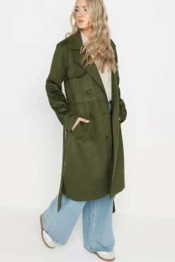 Tall Faux Suede Midi Trench Coat