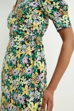 Tall Floral Blouson Sleeve Wrap Dress
