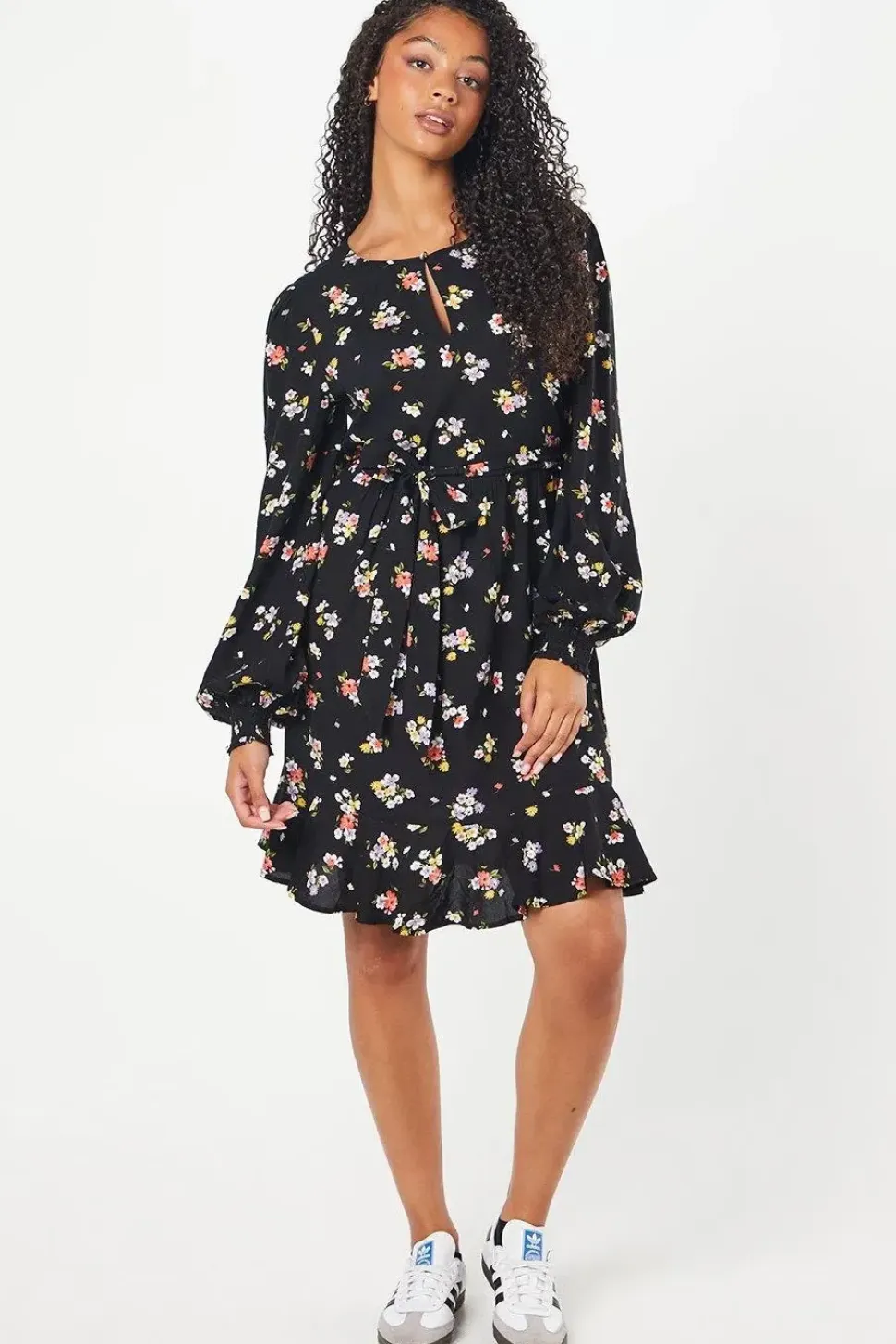 Tall Floral Print Belted Mini Dress