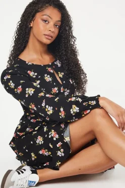 Tall Floral Print Belted Mini Dress
