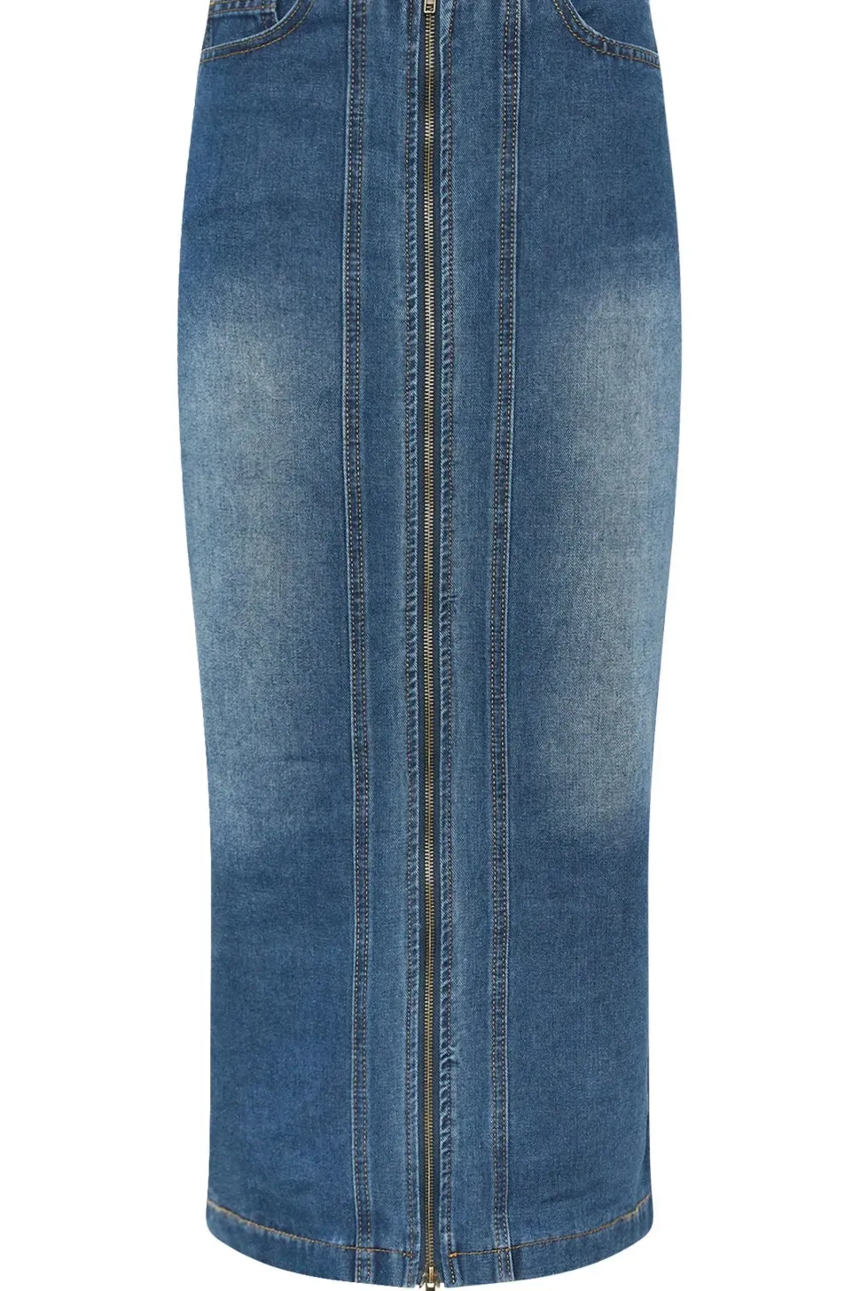 Tall Full Zip Denim Skirt