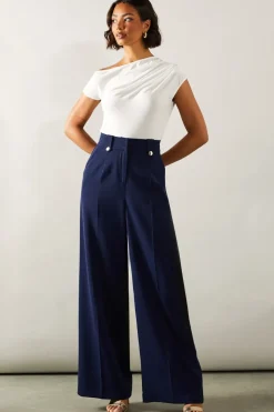 Tall Gold Trim Wide Leg Trousers