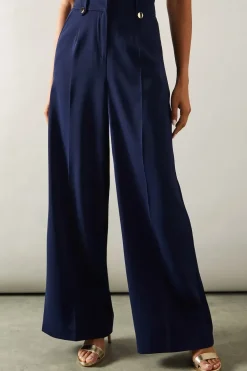 Tall Gold Trim Wide Leg Trousers