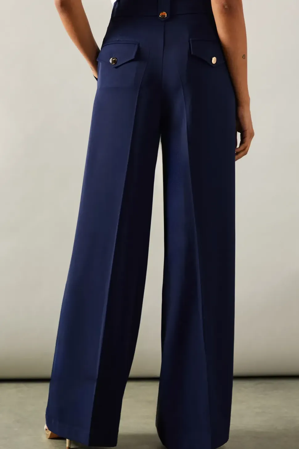 Tall Gold Trim Wide Leg Trousers