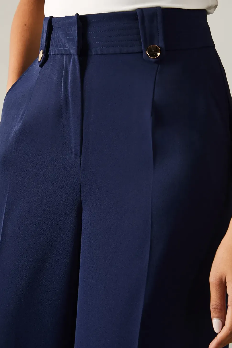 Tall Gold Trim Wide Leg Trousers