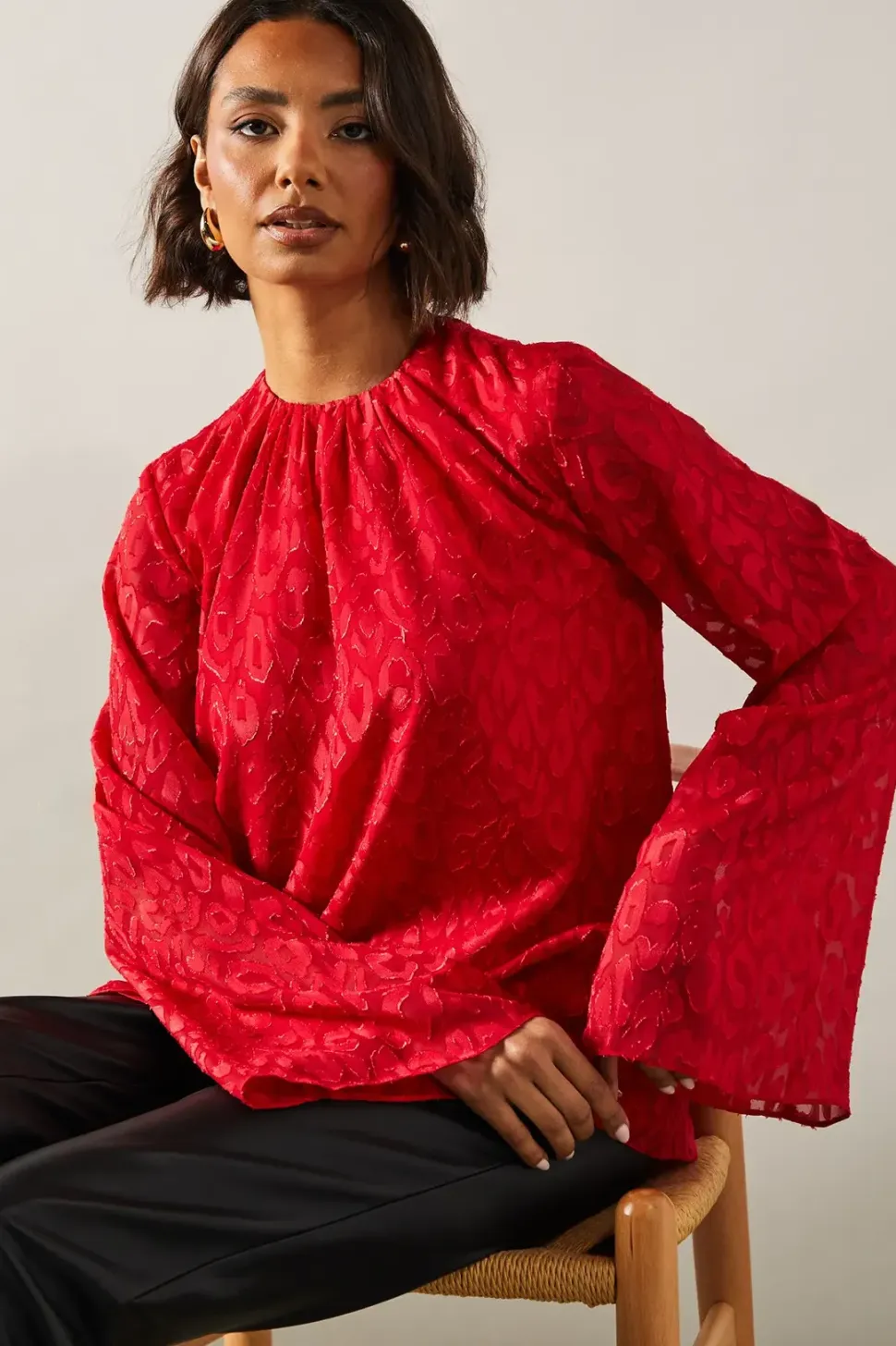 Tall Jacquard Sleeve Detail Top