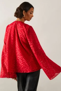 Tall Jacquard Sleeve Detail Top