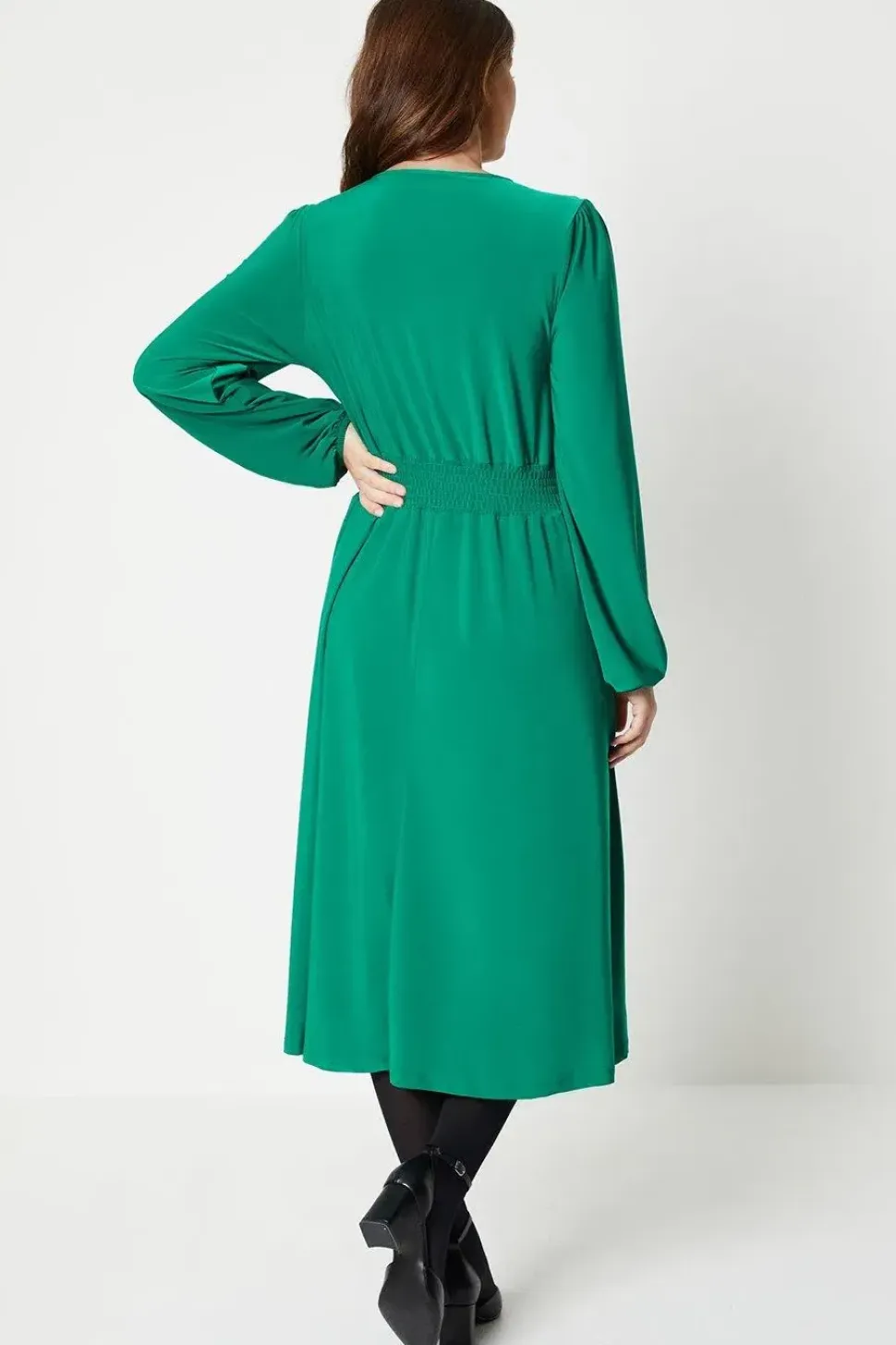 Tall Jersey Wrap Pleated Midi Dress