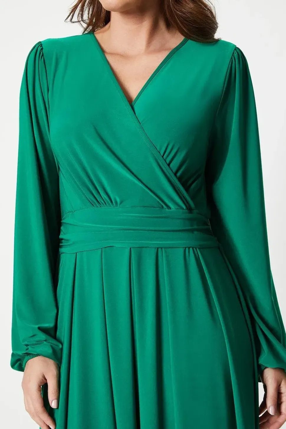 Tall Jersey Wrap Pleated Midi Dress