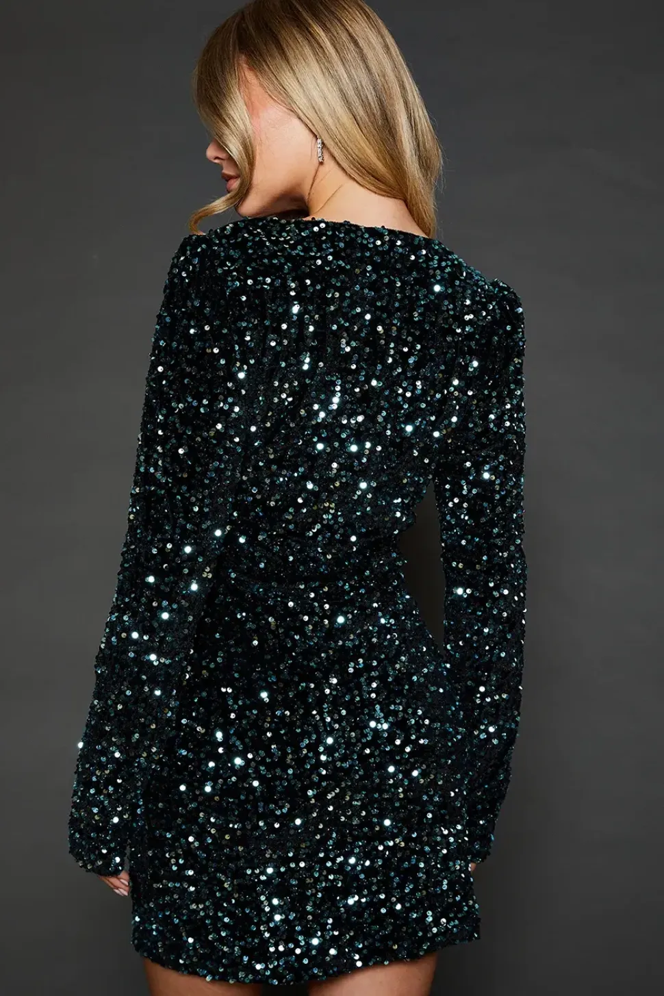 Tall Lace Trim Sequin Mini Dress