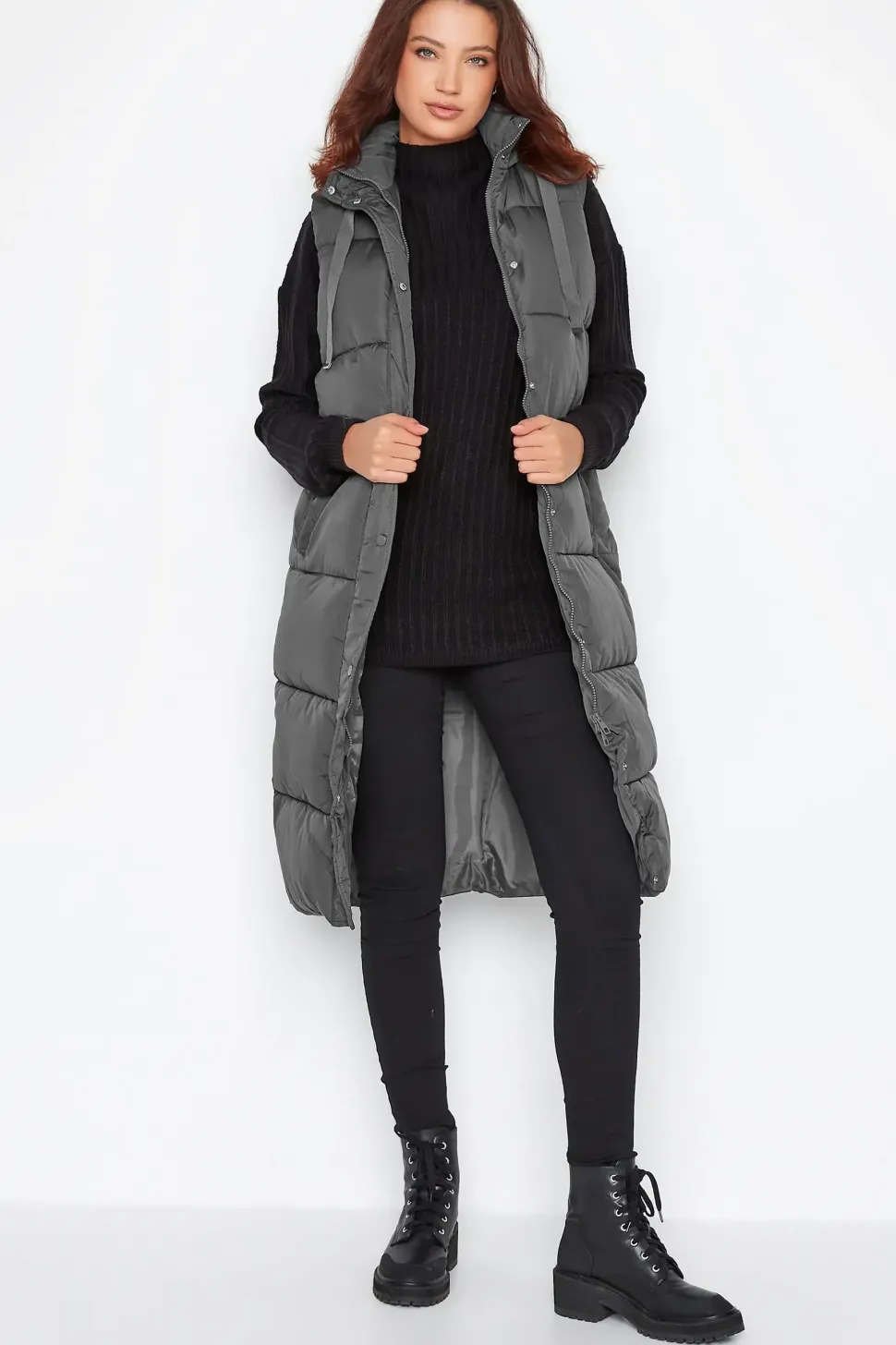 Tall Longline Hooded Gilet