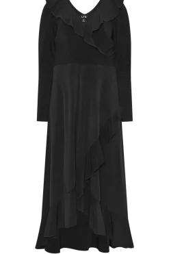 Tall Long Sleeve Wrap Frill Dress