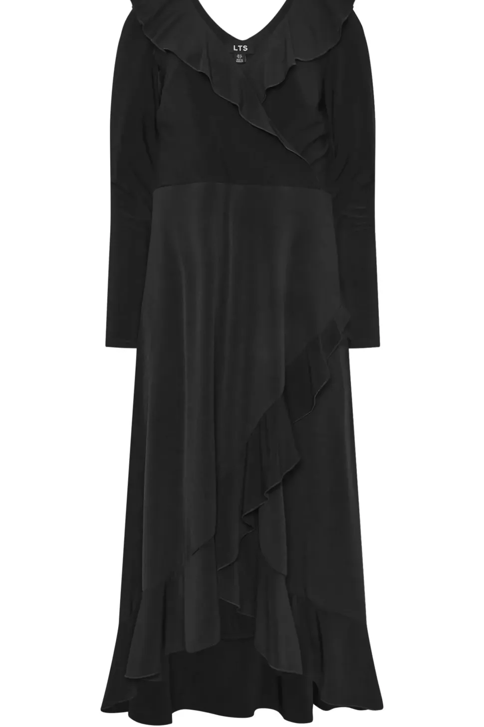 Tall Long Sleeve Wrap Frill Dress