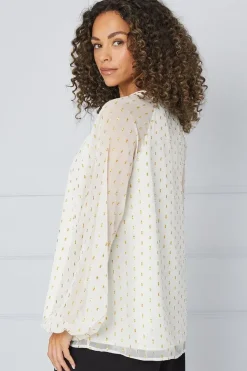 Tall Metallic Spot Tie Detail Blouse