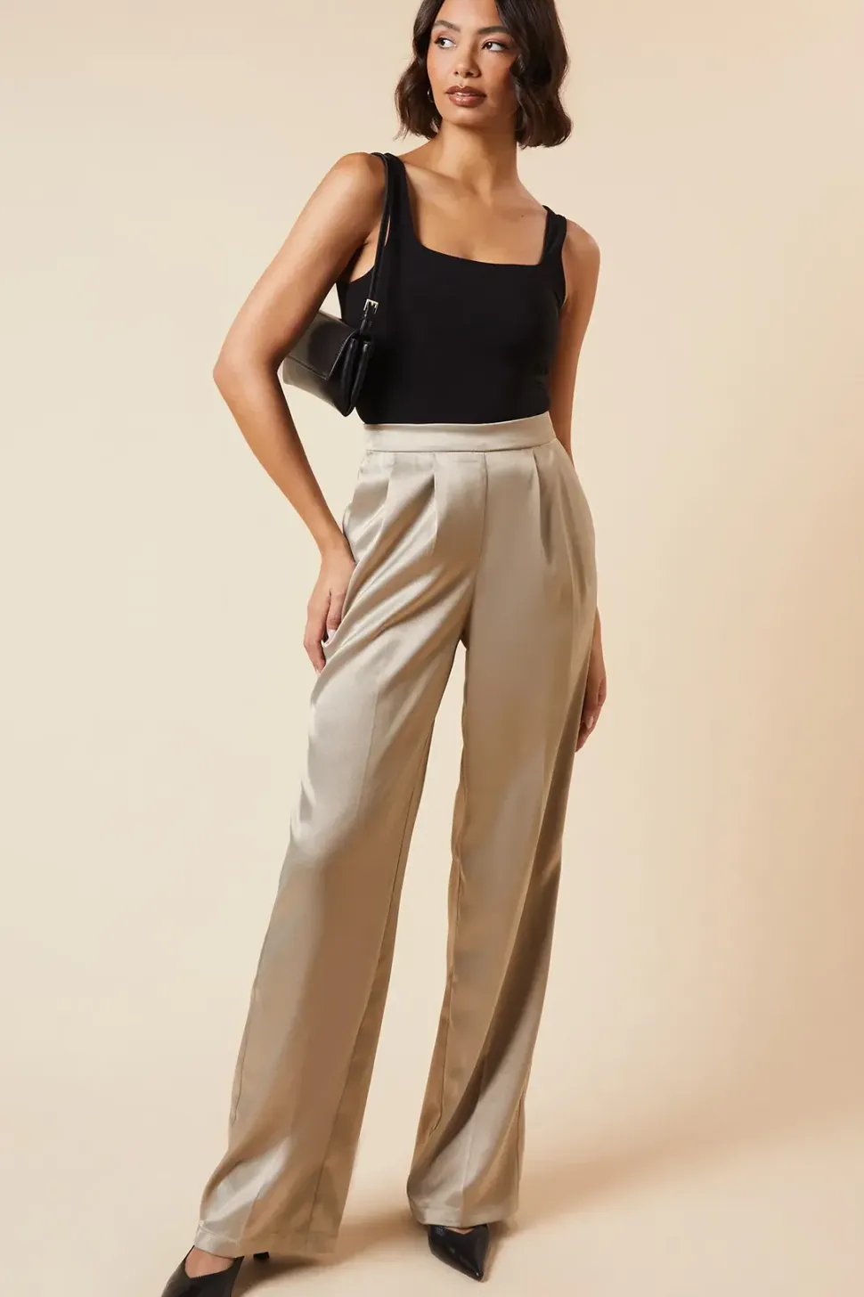 Tall Metallic Wide Leg Trouser