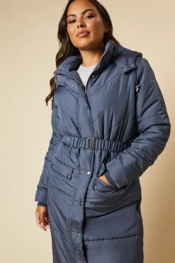 Tall Midi Luxe Quilted Padded Puffer Belted Coat