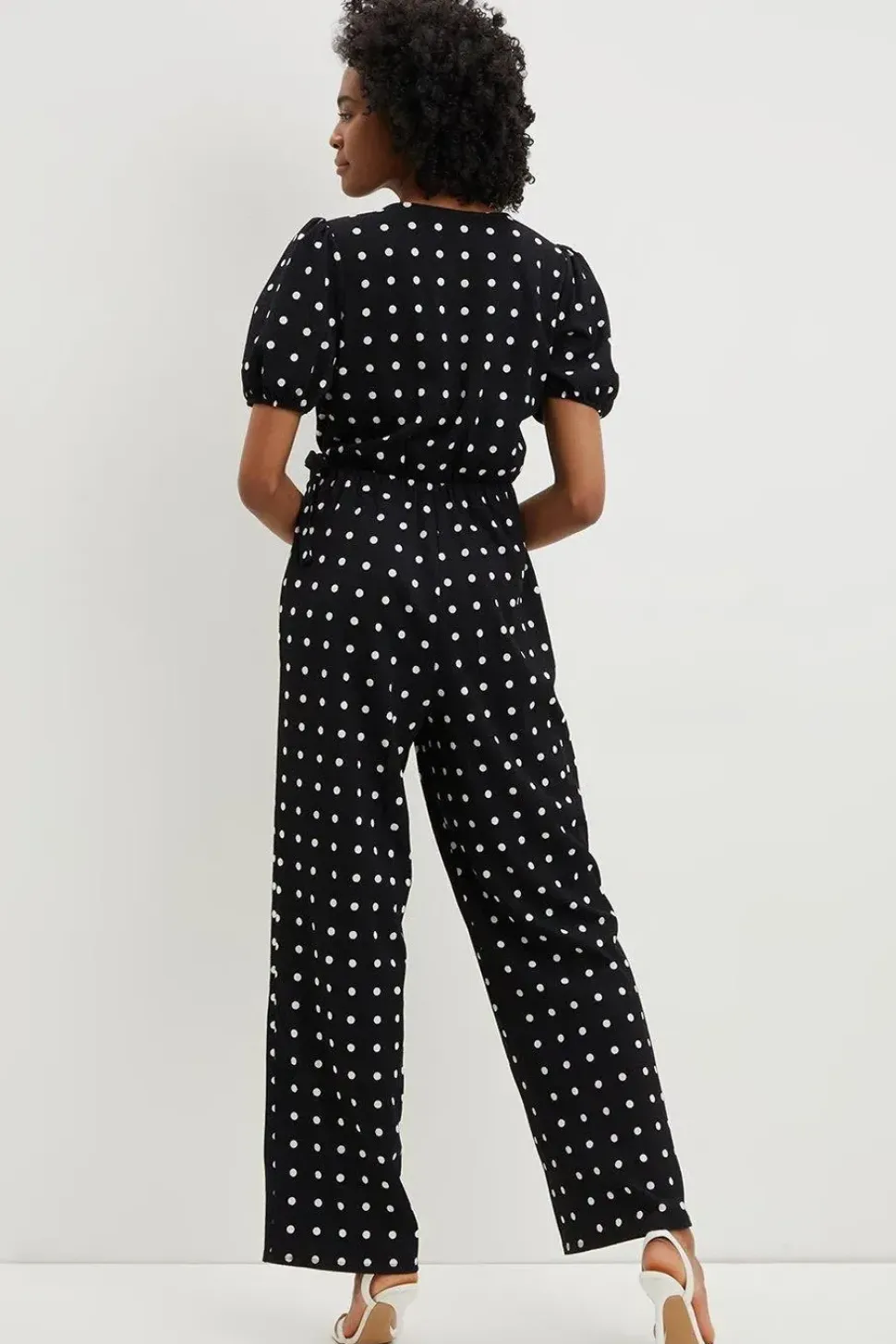 Tall Mono Spot Print V Neck Jumpsuit