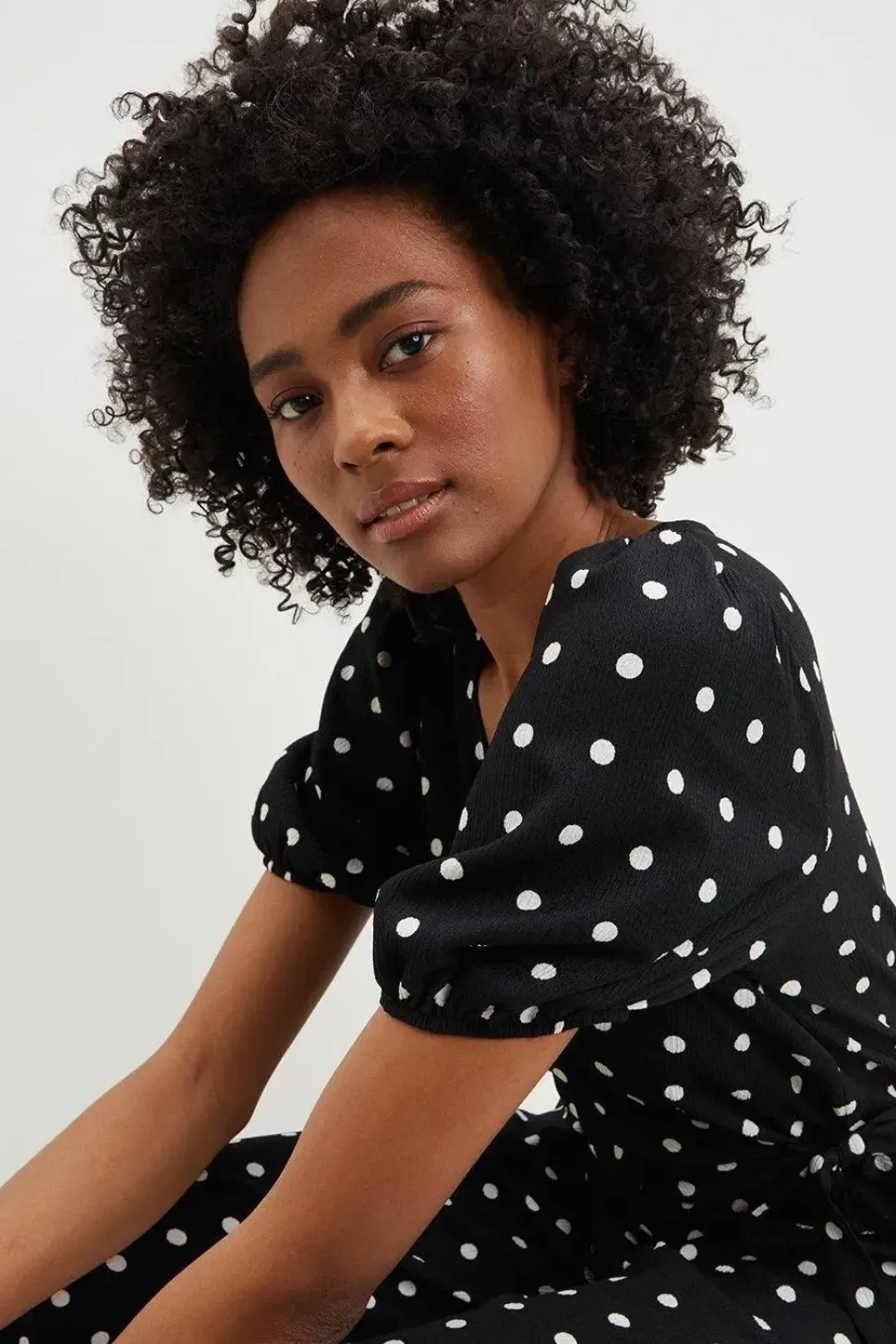 Tall Mono Spot Print V Neck Jumpsuit