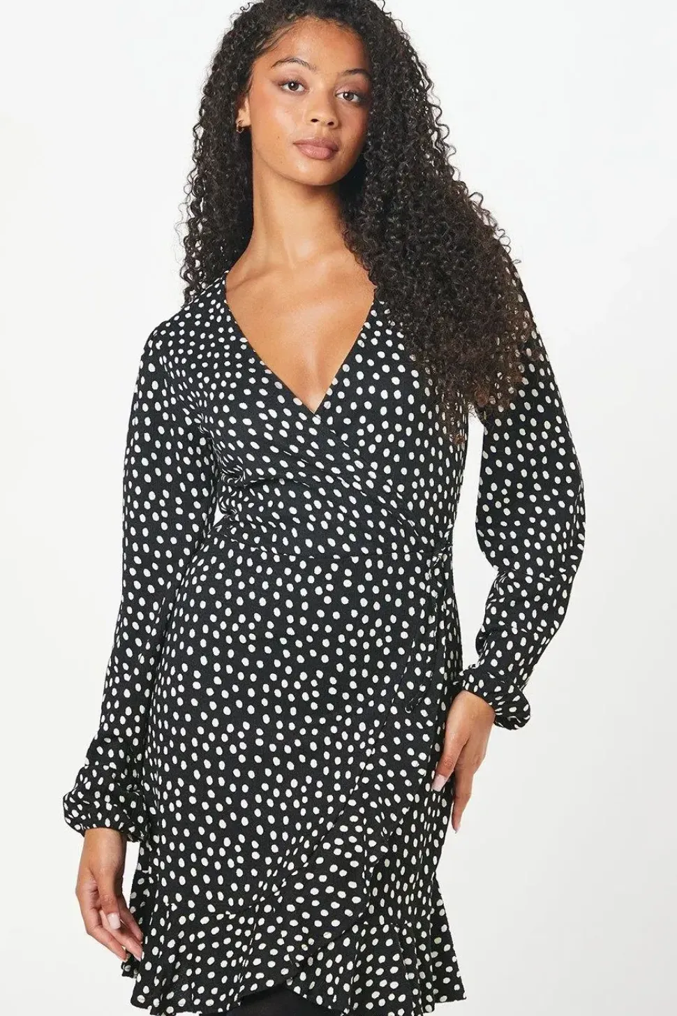 Tall Mono Spot Wrap Mini Dress