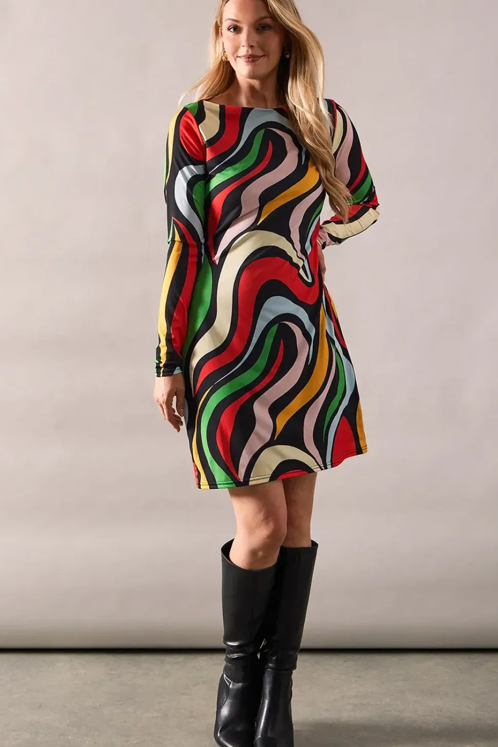 Tall Multi Swirl Print Jersey Shift Dress