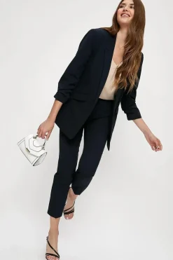 Tall Navy Ruched Sleeve Blazer