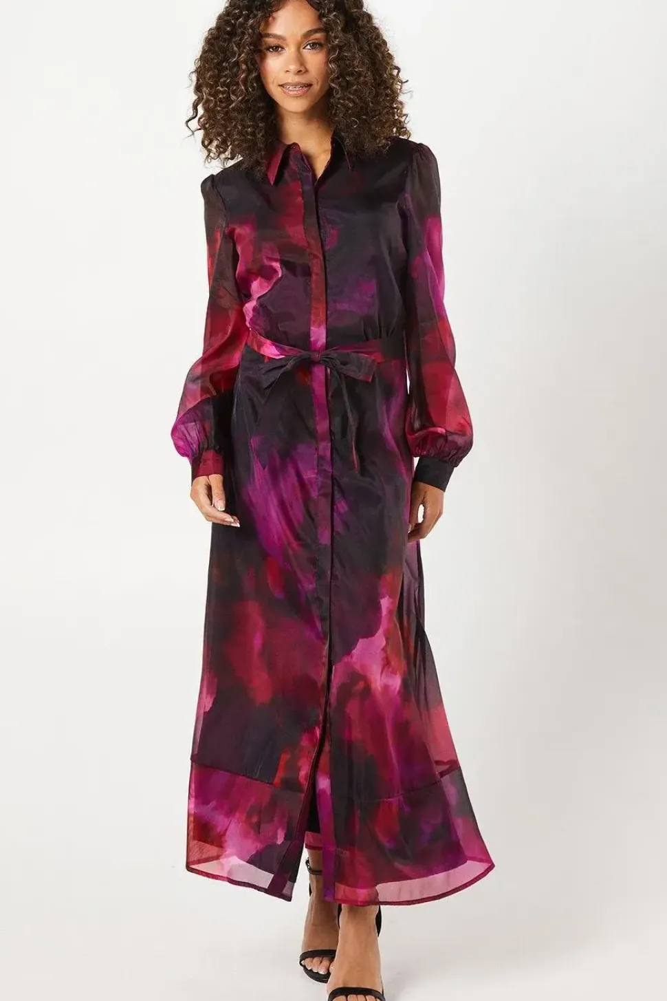 Tall Occasion Floral Organza Shirt Midi Dress