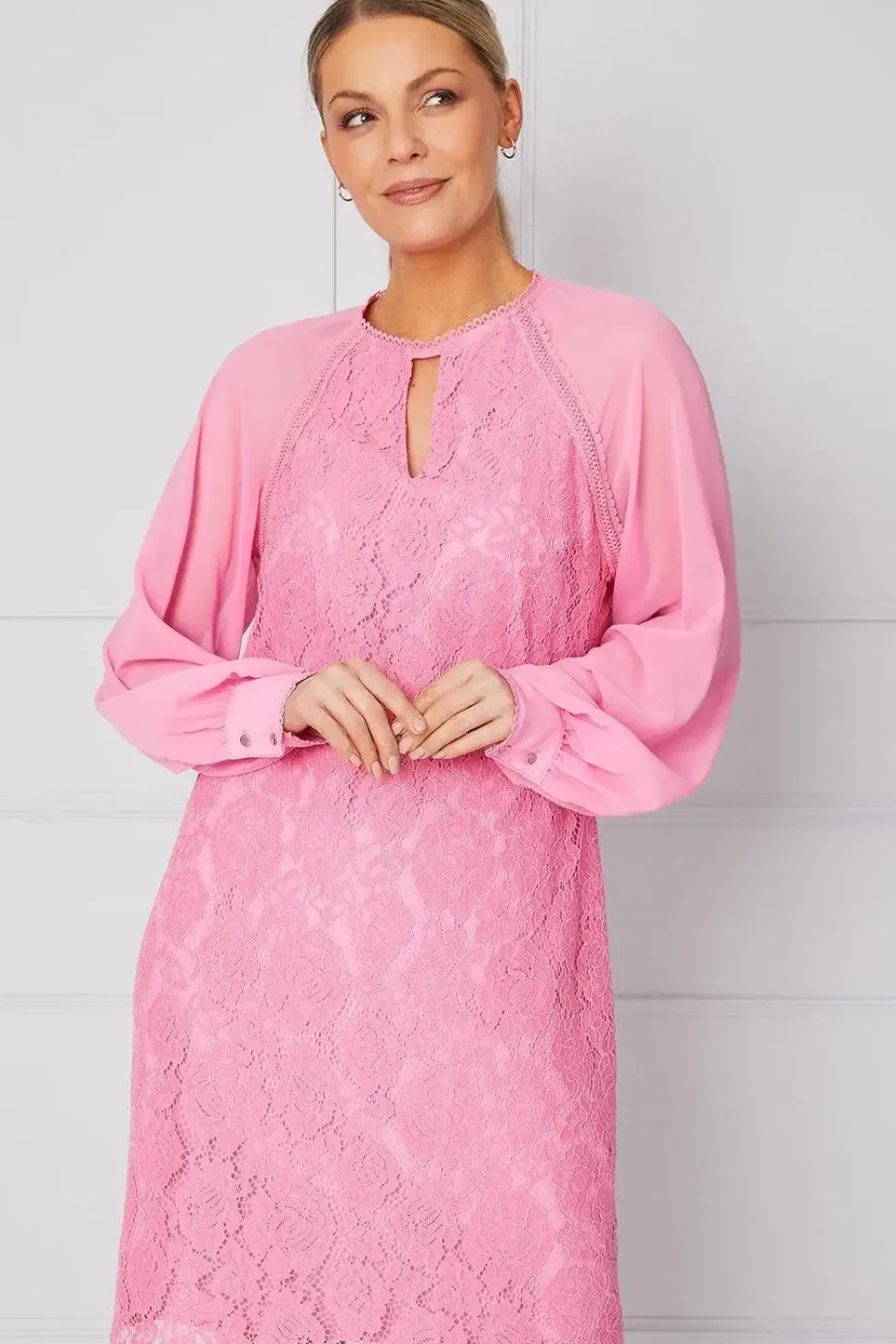 Tall Occasion Premium Lace Chiffon Sleeve Formal Shift Dress