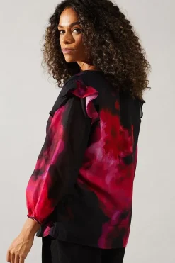 Tall Occasion Printed Ruffle Sleeve Blouse