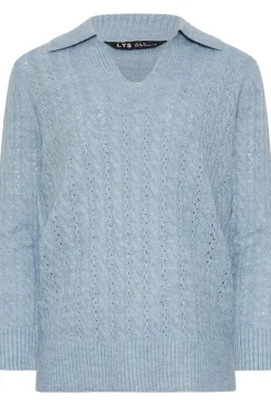 Tall Open Collar Cable Knit Jumper