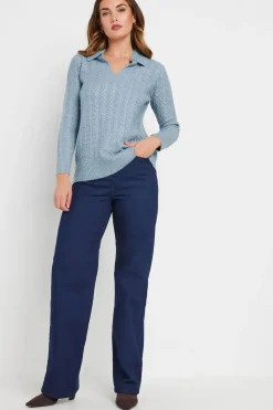 Tall Open Collar Cable Knit Jumper