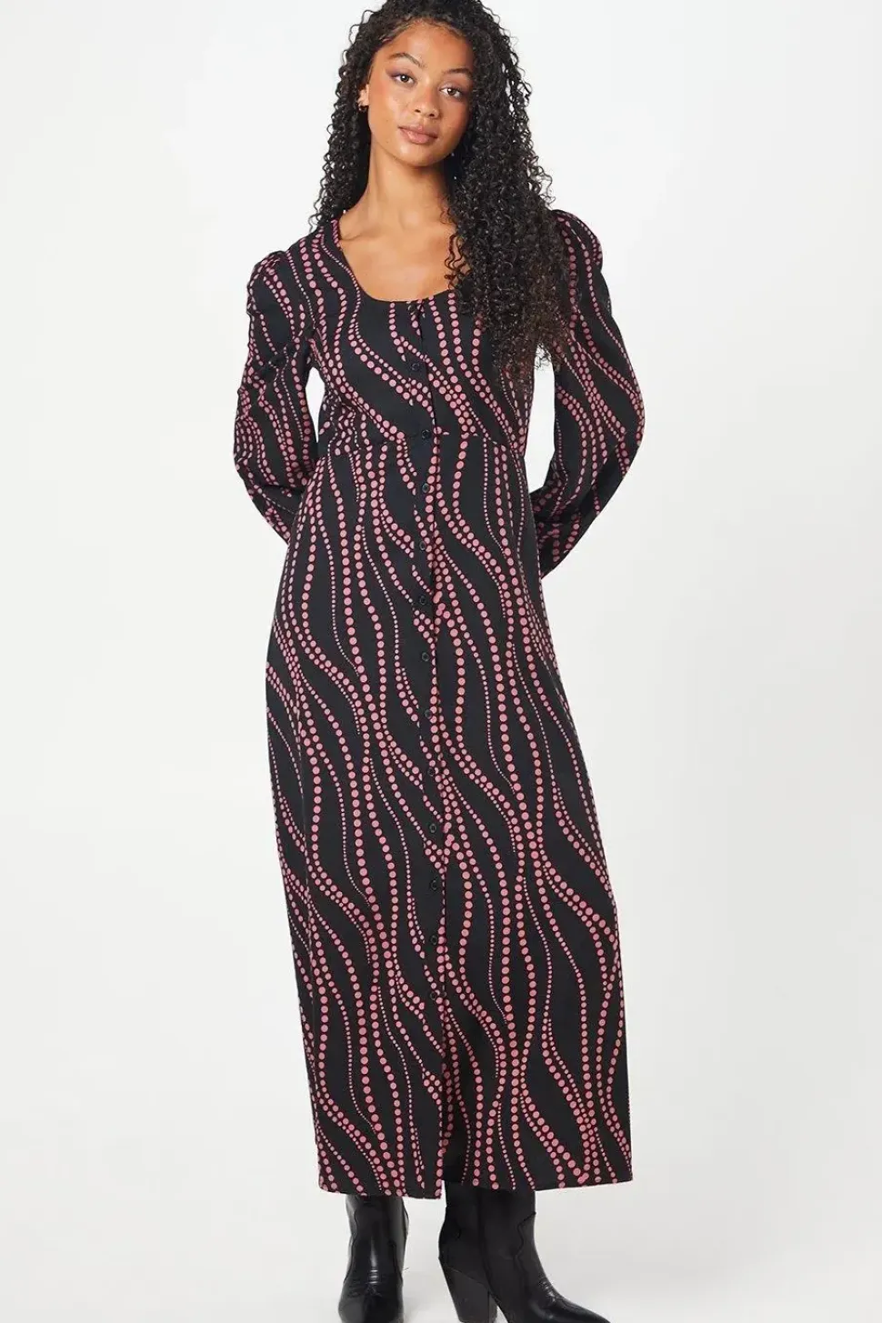 Tall Pink Spot Scoop Neck Shirt Dress