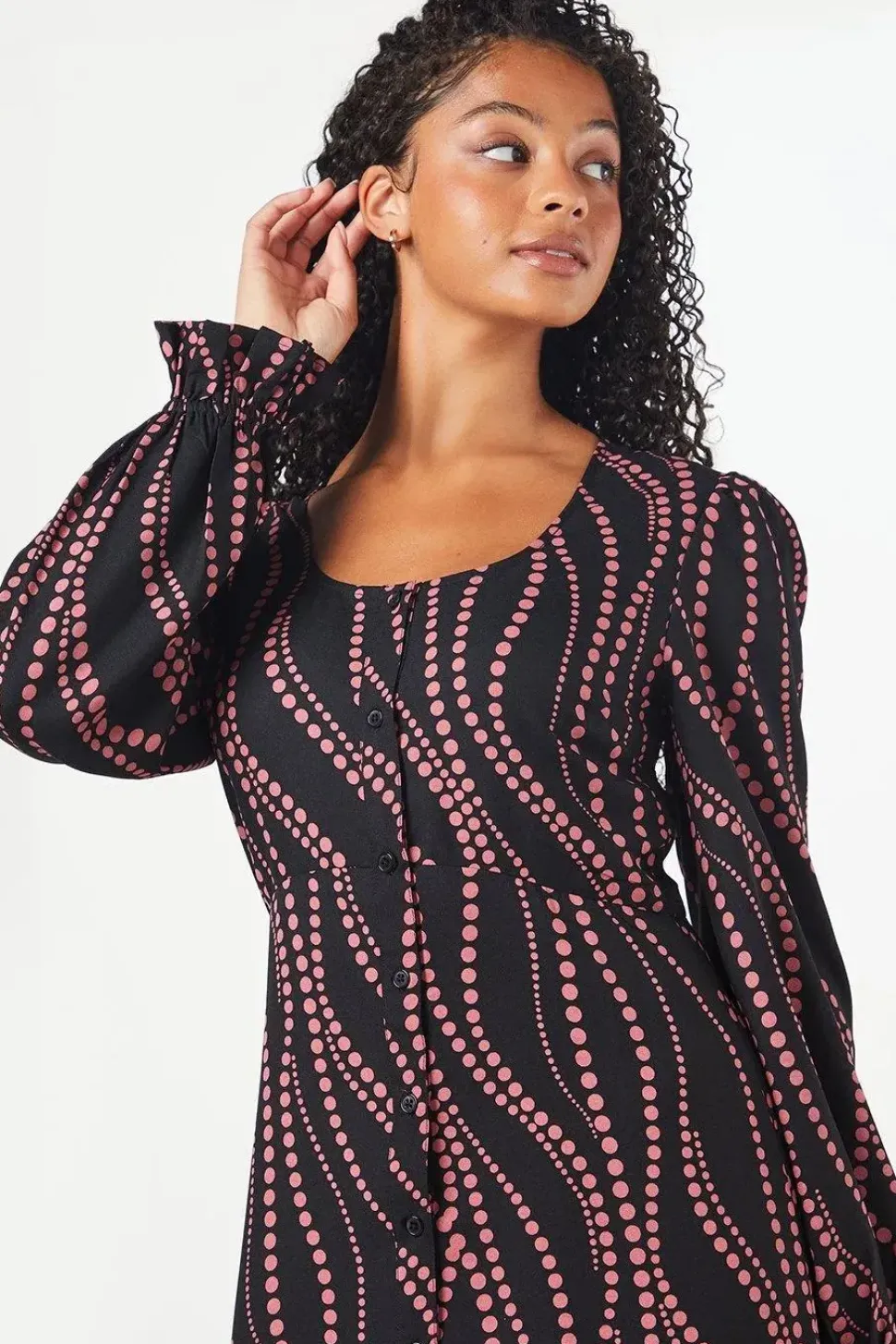 Tall Pink Spot Scoop Neck Shirt Dress
