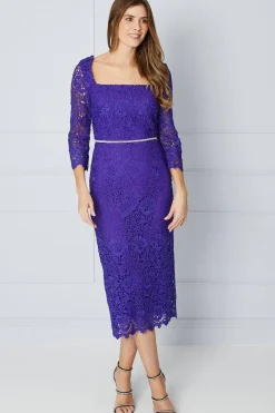 Tall Premium Lace Embellished Waist Midi Dress
