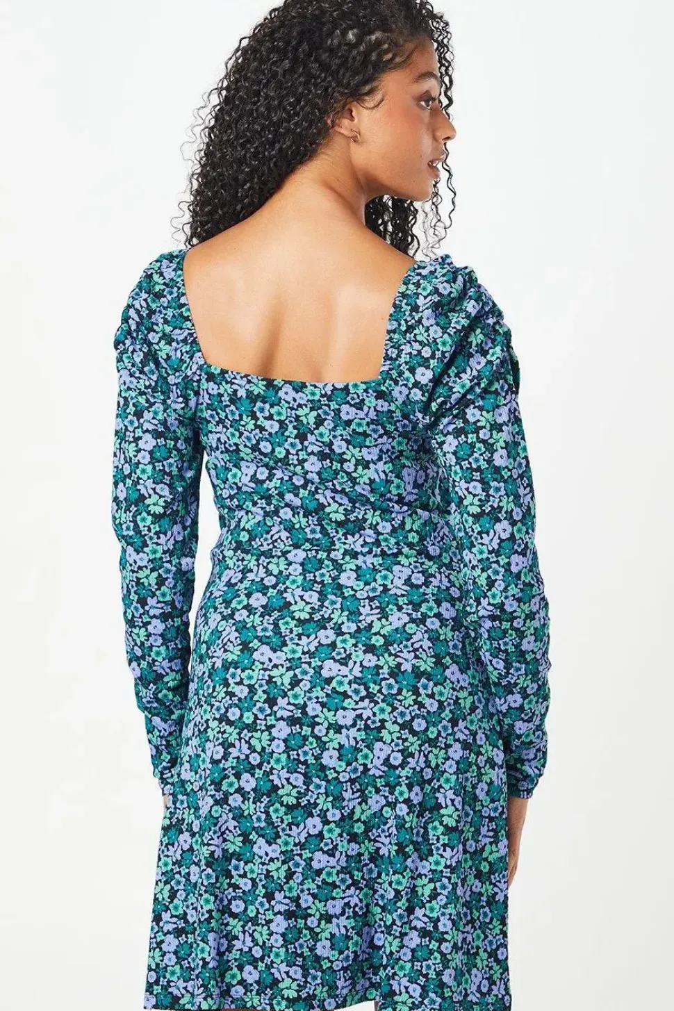 Tall Purple Ditsy Square Neck Mini Dress
