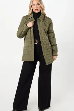 Tall Quilted Padded Collar Short Puffer Coat