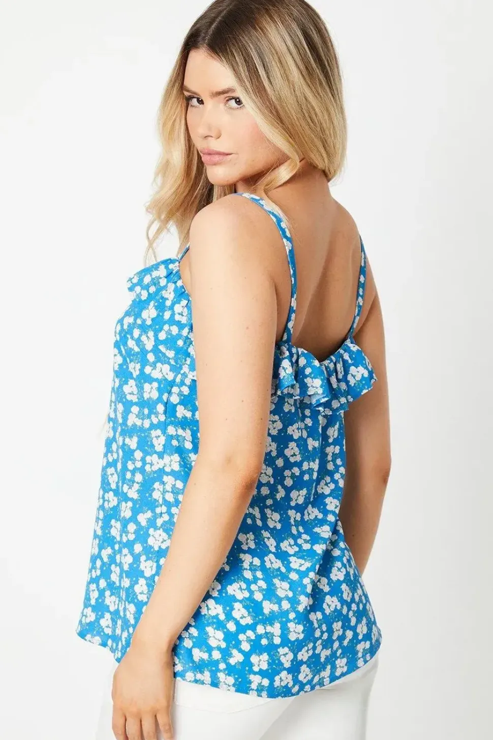 Tall Ruffle Front Strappy Top