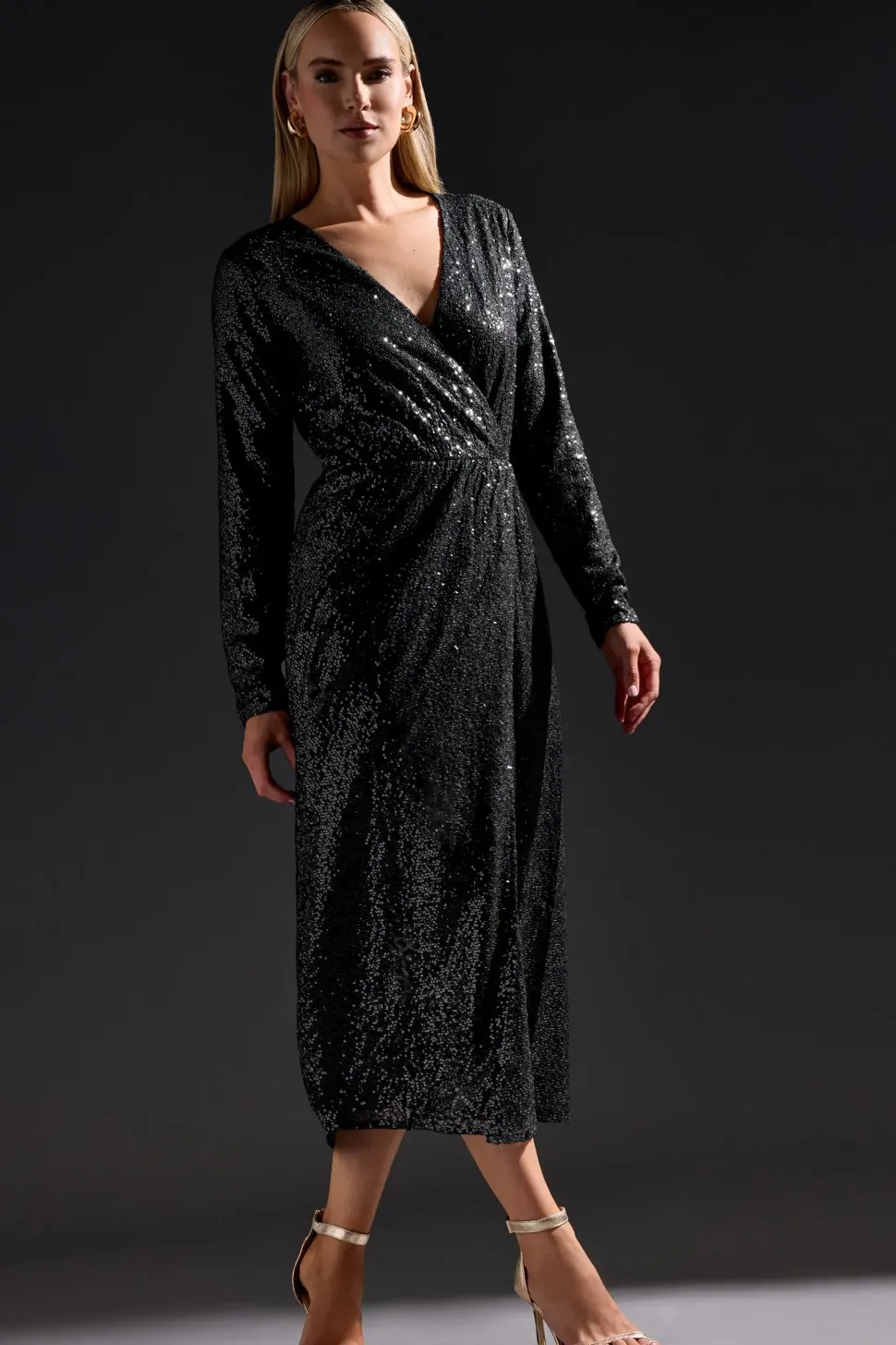 Tall Sequin Wrap Dress
