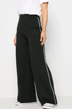 Tall Side Pipe Detail Wide Leg Trousers