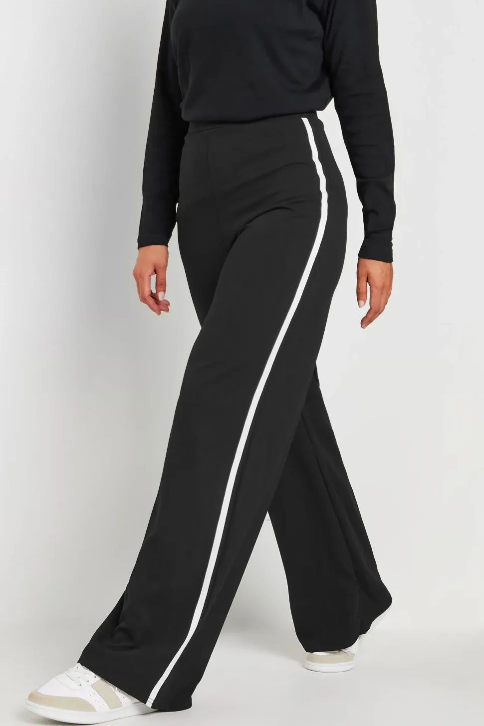 Tall Side Stripe Scuba Wide Leg Trousers
