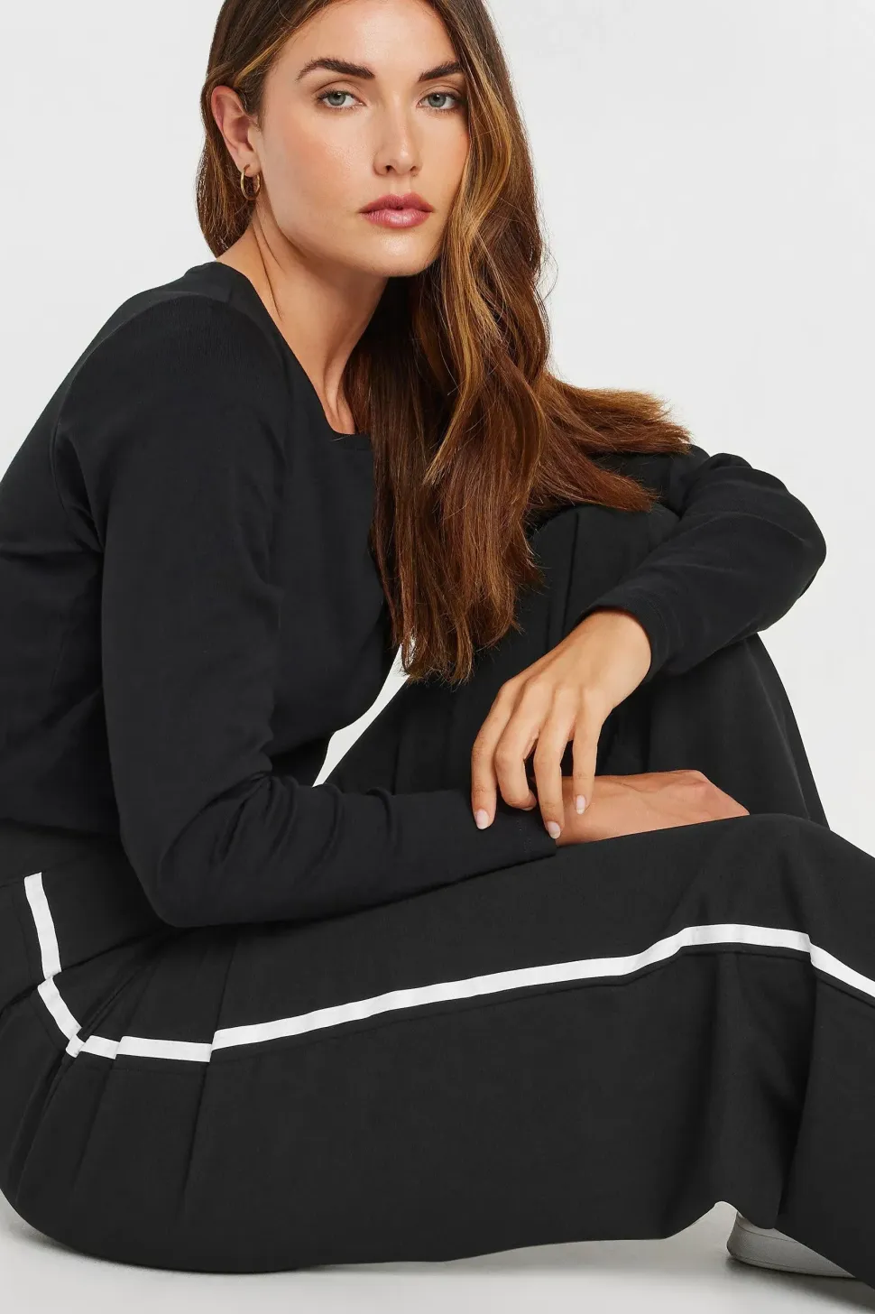Tall Side Stripe Scuba Wide Leg Trousers