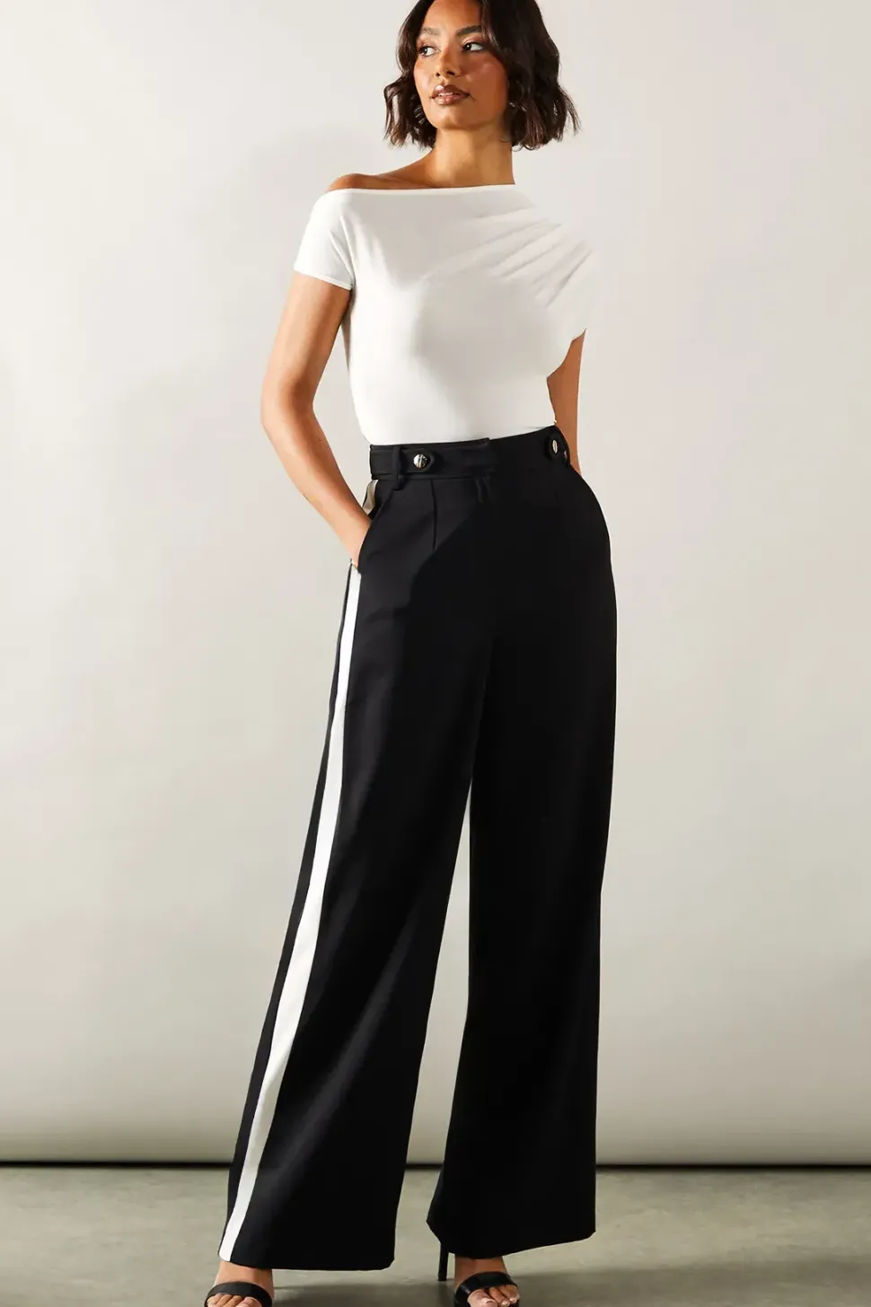 Tall Side Stripe Wide Leg Trousers