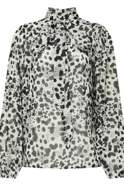 Tall Spot Print Tie Neck Blouse