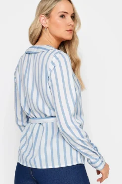 Tall Stripe Collared Wrap Top