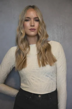 Tall Textured Slash Neck Top