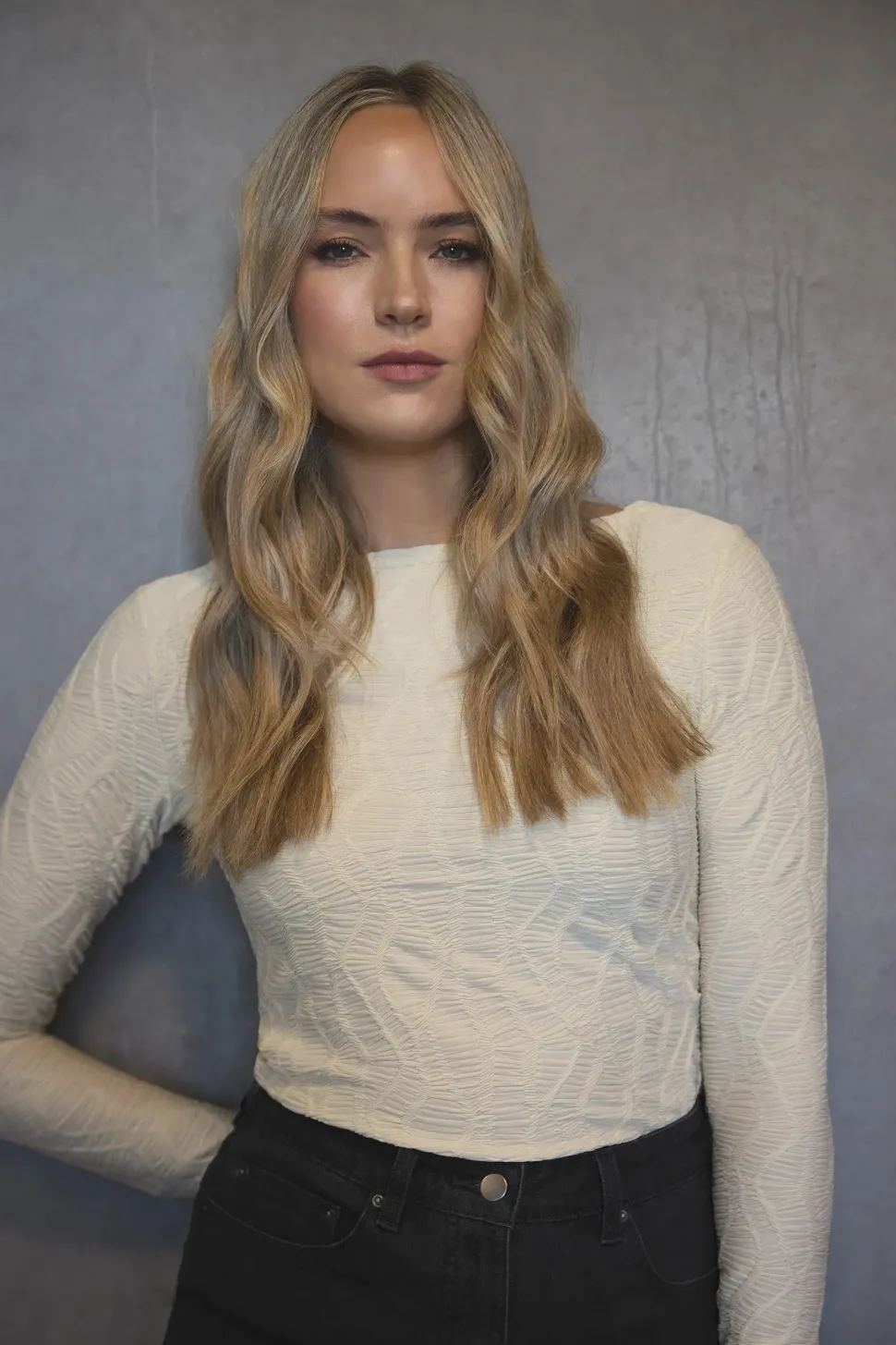 Tall Textured Slash Neck Top
