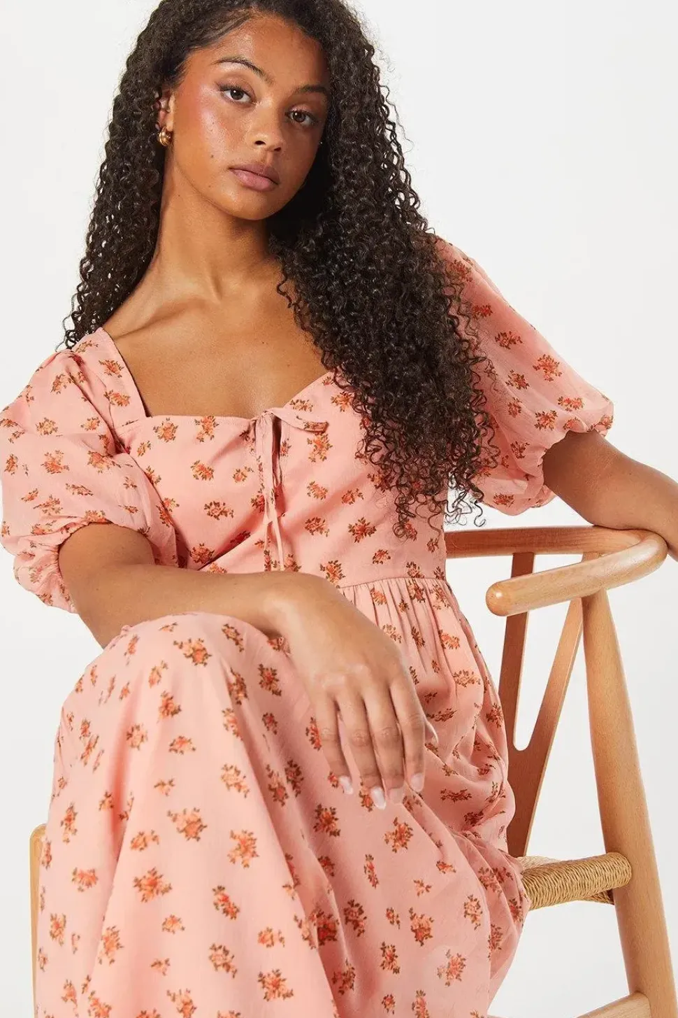 Tall Tie Front Chiffon Tiered Midi Dress