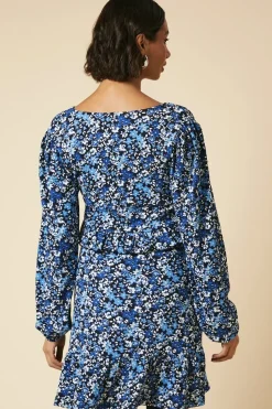 Tall Tie Front ruffle Bust long sleeve Mini dress