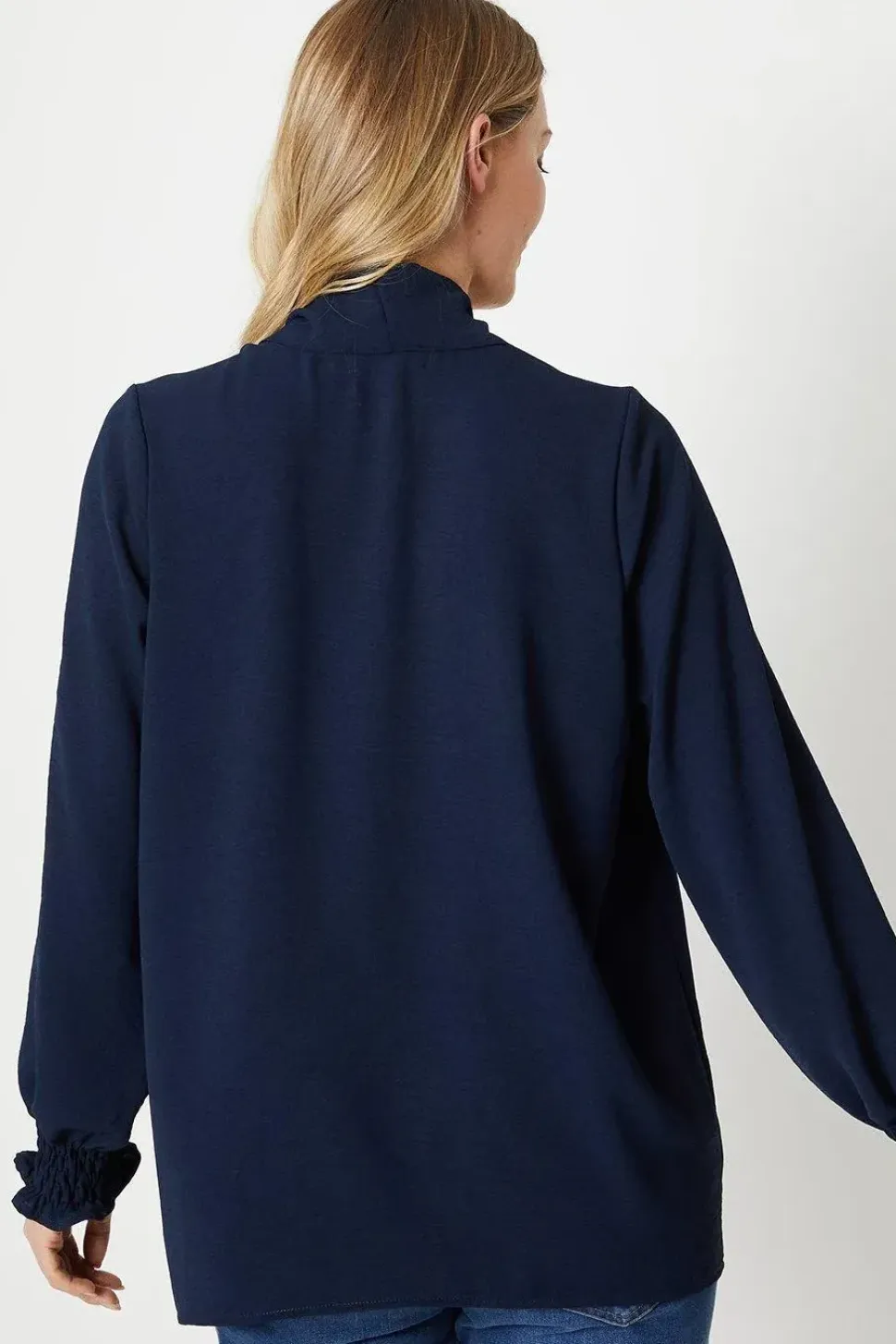 Tall Tie Front Shirred Cuff Top