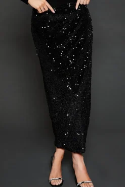 Tall Velvet Sequin Midi Skirt