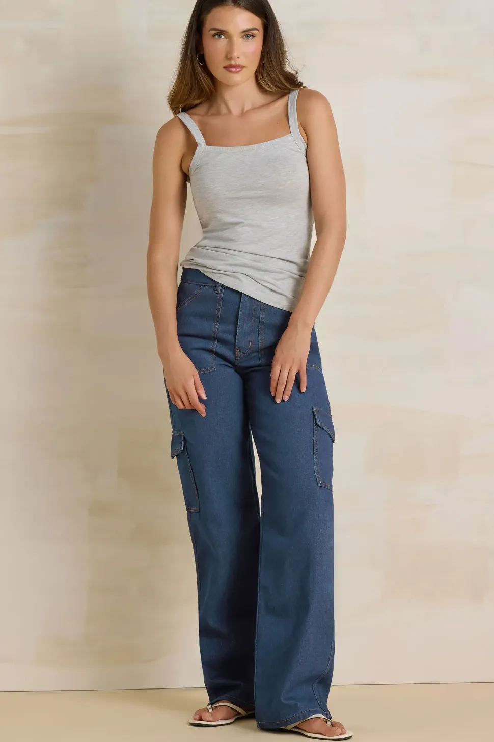 Tall Wide Leg Cargo Trousers
